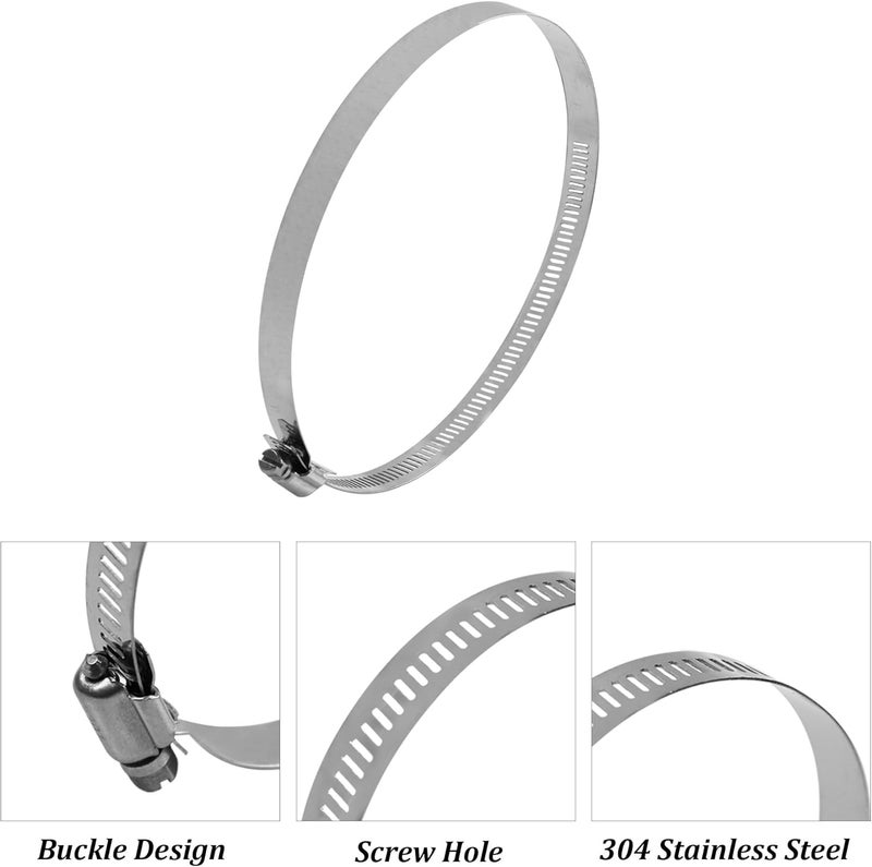 AUXBC 6PCS 5.5 Inch Adjustable 304 Stainless Steel Hose Clamps, Worm Gear Duct Clamp for Air Ducting, Automotive Plumbing and Mechanical Applications, Fits 5"-6" (130-152mm) Diameter Hoses - Image 4